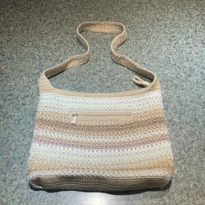 The Sak Crochet Hobo Bag in Beige, Cream, Light Pink